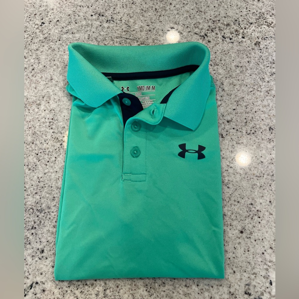 Under Armour Green Polo Shirt Boys Youth Medium